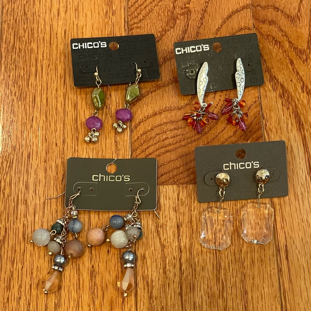 Chico's Vibrant Earring Collection set of 4 pairs